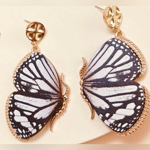 “Luxurious Butterfly” Elegant Swallowtail Brown Black Striped Gold Ornate Dangle - Picture 3 of 7
